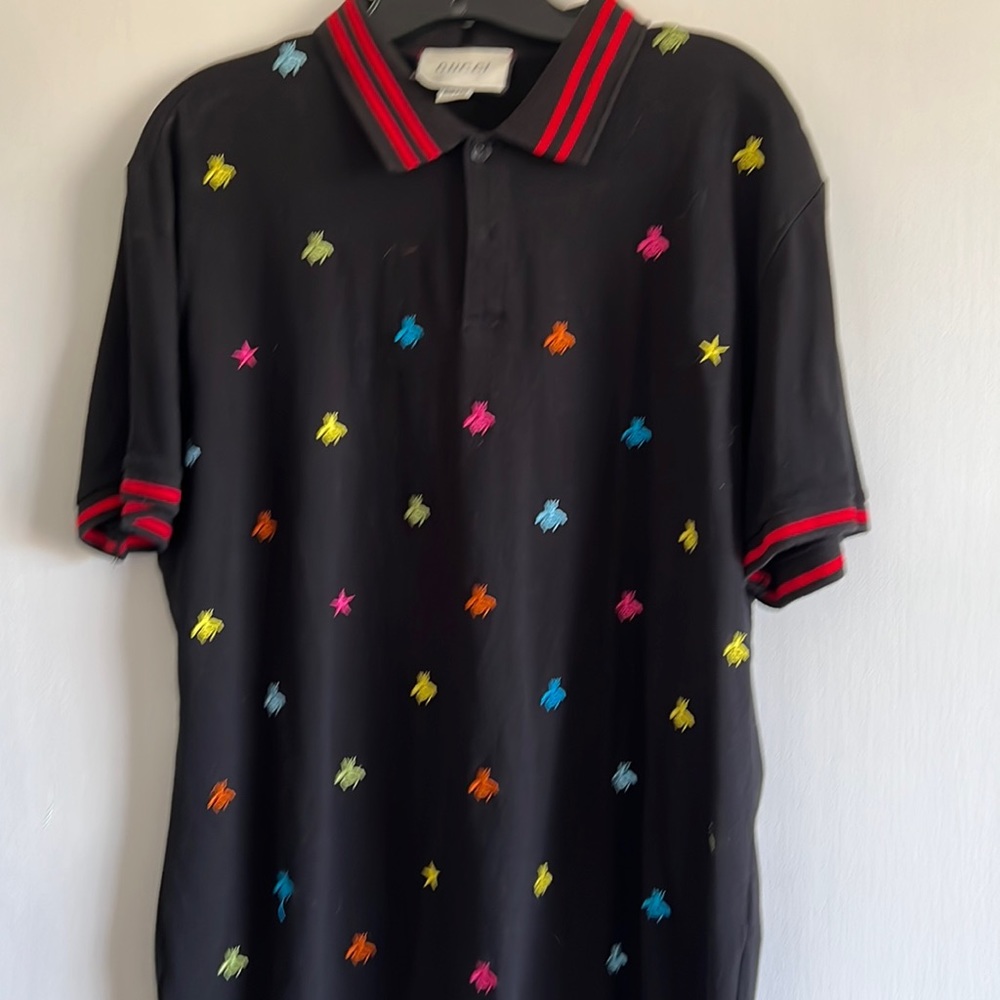 Gucci multi color bee polo